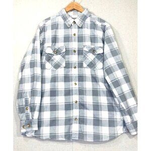 Duluth Trading Co. Men's Gray & White XL Lightweight Plaid Flannel Trim Fit